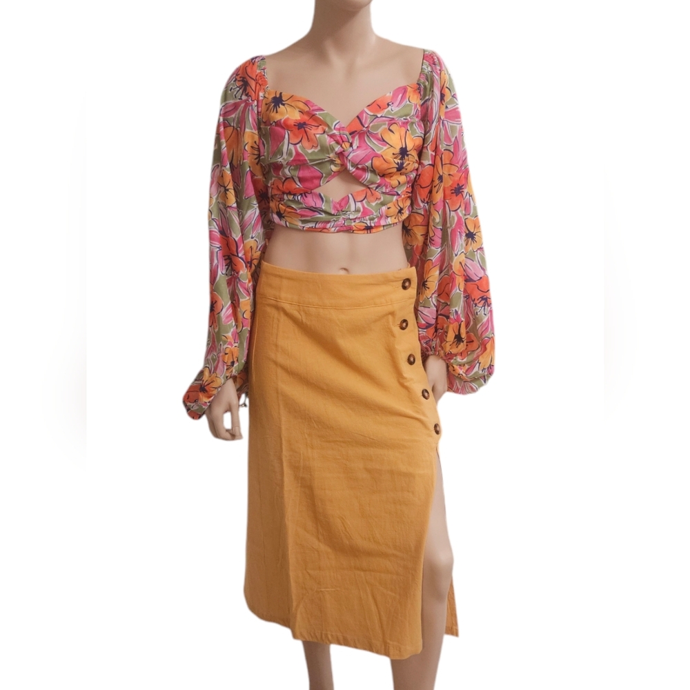 Goldenrod Button Skirt